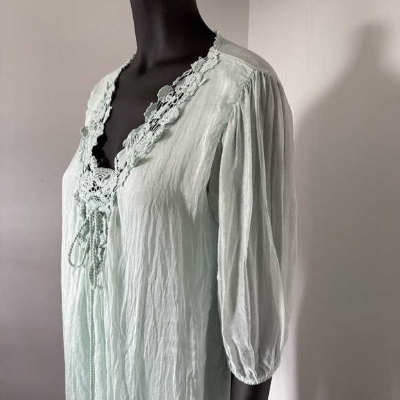 🪽 60% Silk Floral Lace Tunic Top - Made in Italy - Size XL - Picture 3 of 8